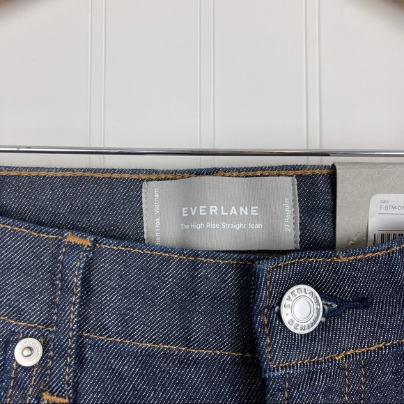 NEW • EVERLANE The High Rise Straight Jeans in Dark Rinse - Picture 6 of 9